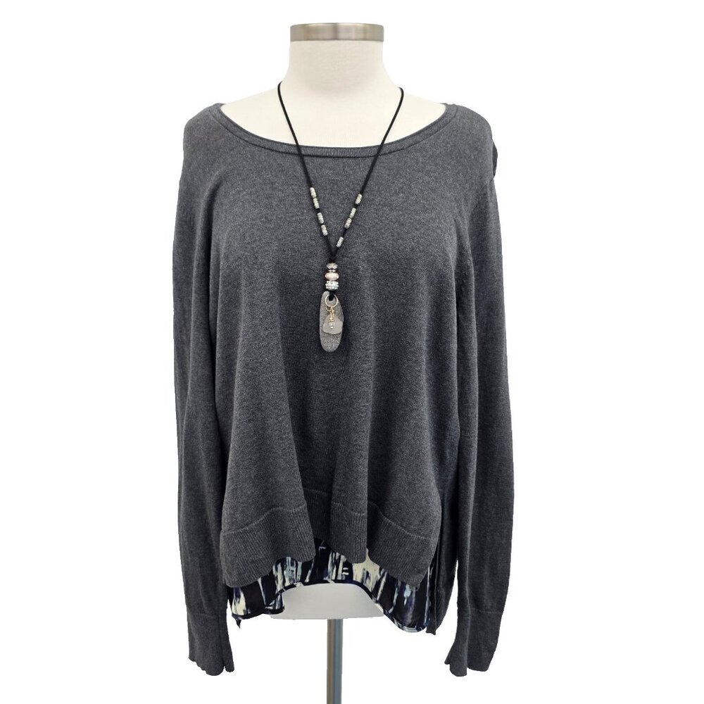 Simply Vera Vera Wang Sweater Womens XL Gray Layered‎ Pullover Lagenlook Career